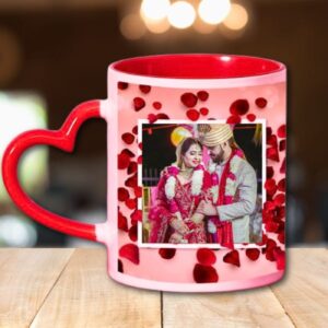 Personalized heart handle printed mug for gift