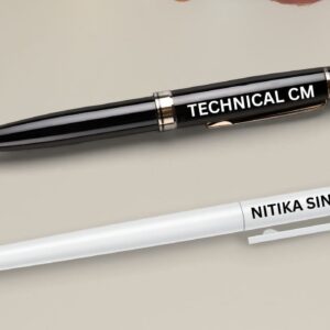 Personalized pens with text printed on cap